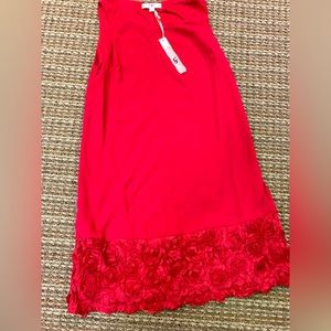 Red YA Los Angeles Floral Trim Cocktail Dress